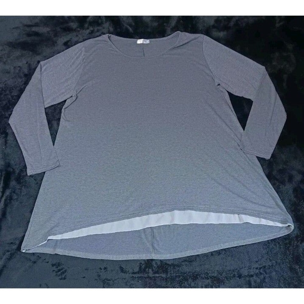 Poetsky Long Sleeve Hi Low Hem Oversized Tunic Top 2XL Heather Gray Lagenlook